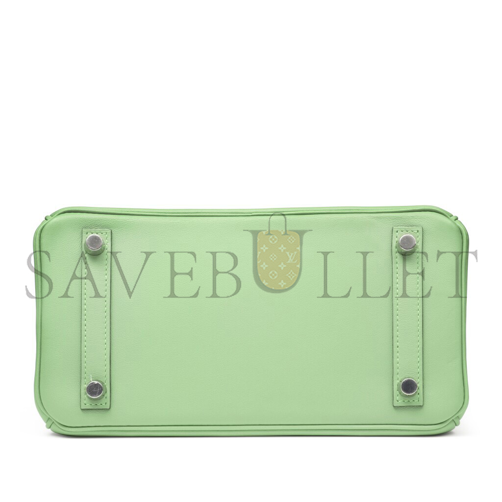 HERMES BIRKIN 25 SWIFT LEATHER AVOCADO GREEN SILVER BUCKLE BAG H049362CK05 (25*20*13cm)